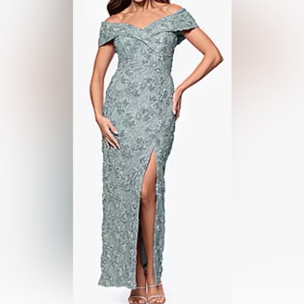 SALE! Gorgeous Elegant Floral Embroidered Dress in Teal/ Formal